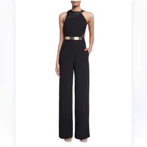 Halston Heritage Black and Gold Jumpsuit Size 2
